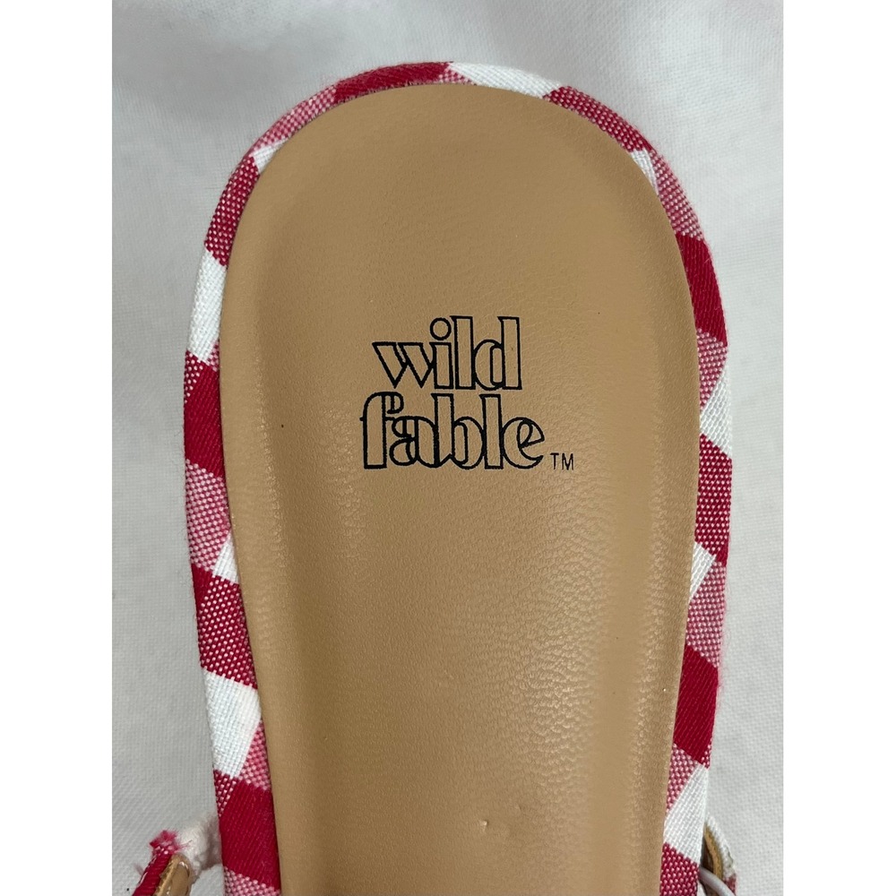 Wild Fable Red Gingham Kitten Heels Bow Grommet Pointed Toe Mules Size 8.5 NEW - Picture 7 of 7